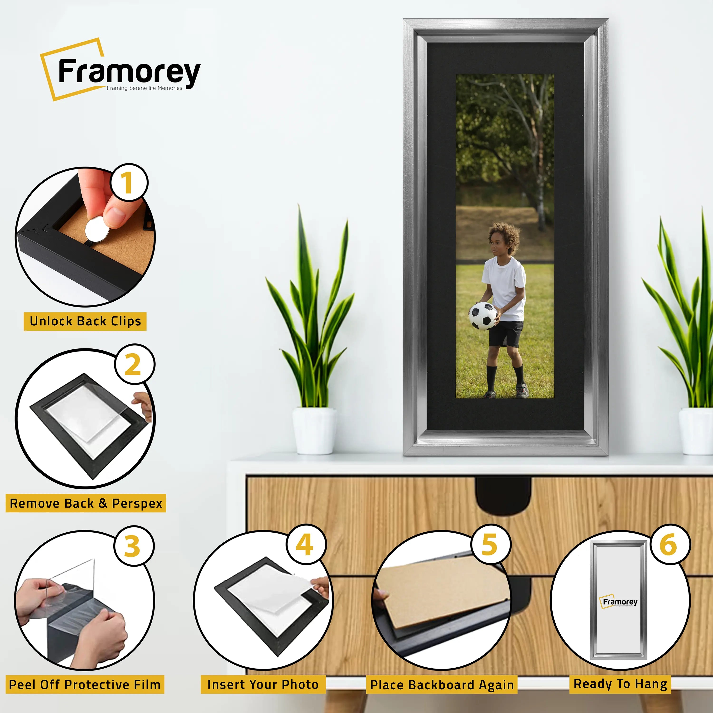 Panorama Style Silver Oslo Picture Frames With Black Mount