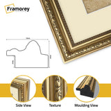 Square Size Gold Shabby Picture Frame With Ivory Mount