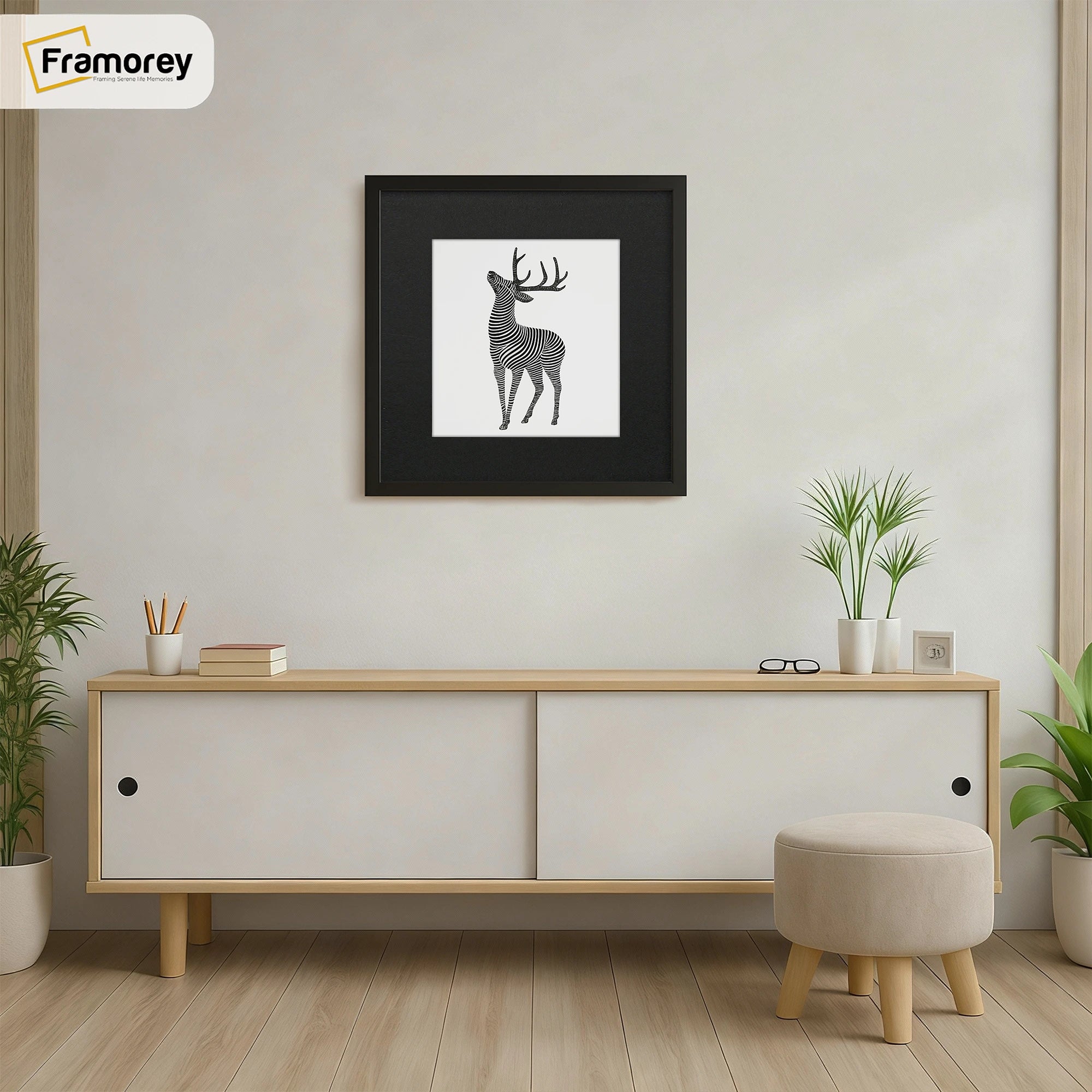 Square Thin Matt Black Picture Frames with Black Mount