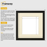 Flat Square Size Black Picture Photo Frame Wall Art Poster Frame With Ivory Mount