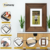 Walnut Wooden Picture Frames Big Step Style, With White Mount