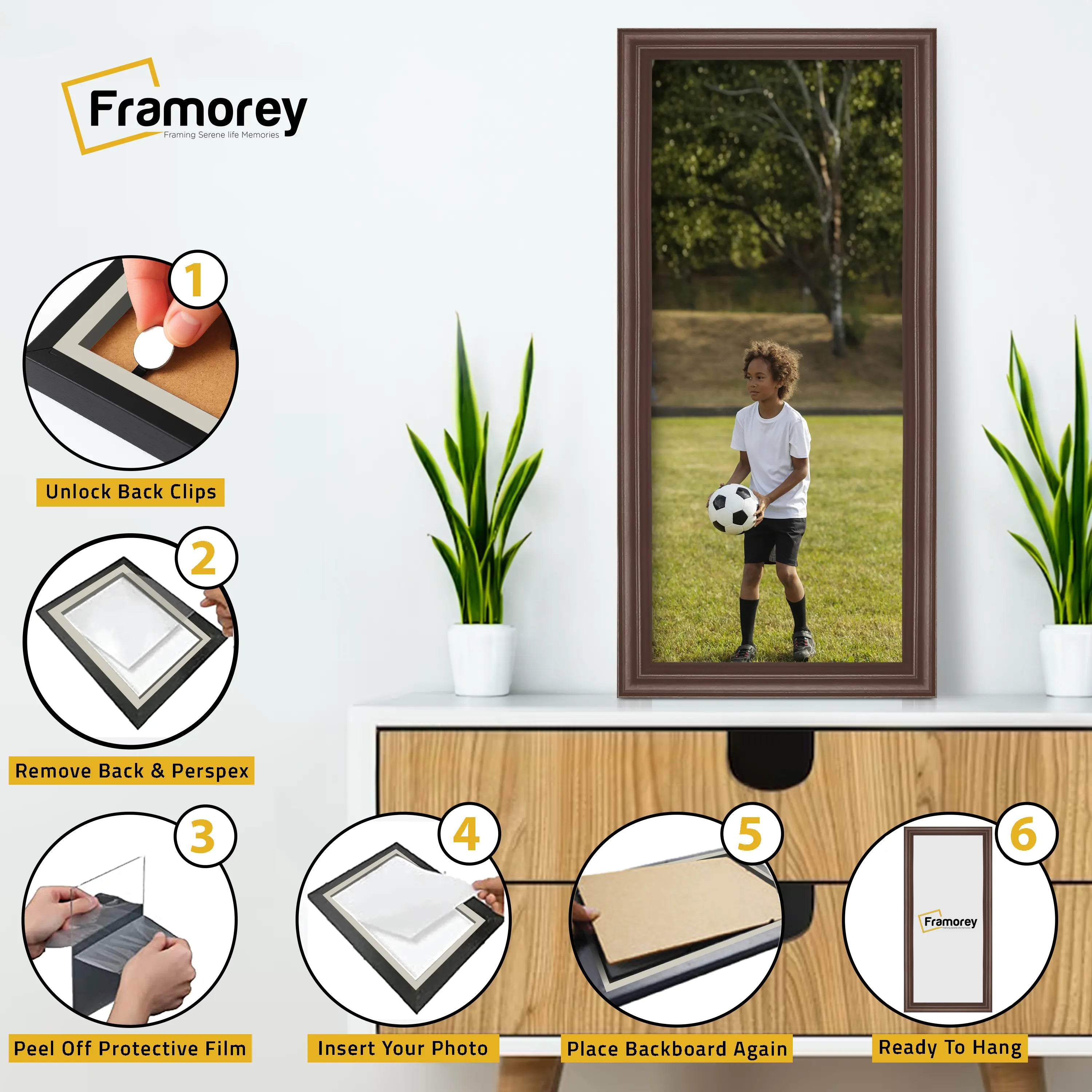 Antique Style Panoramic Mahogany Picture Frame Wall Art Photo Frame