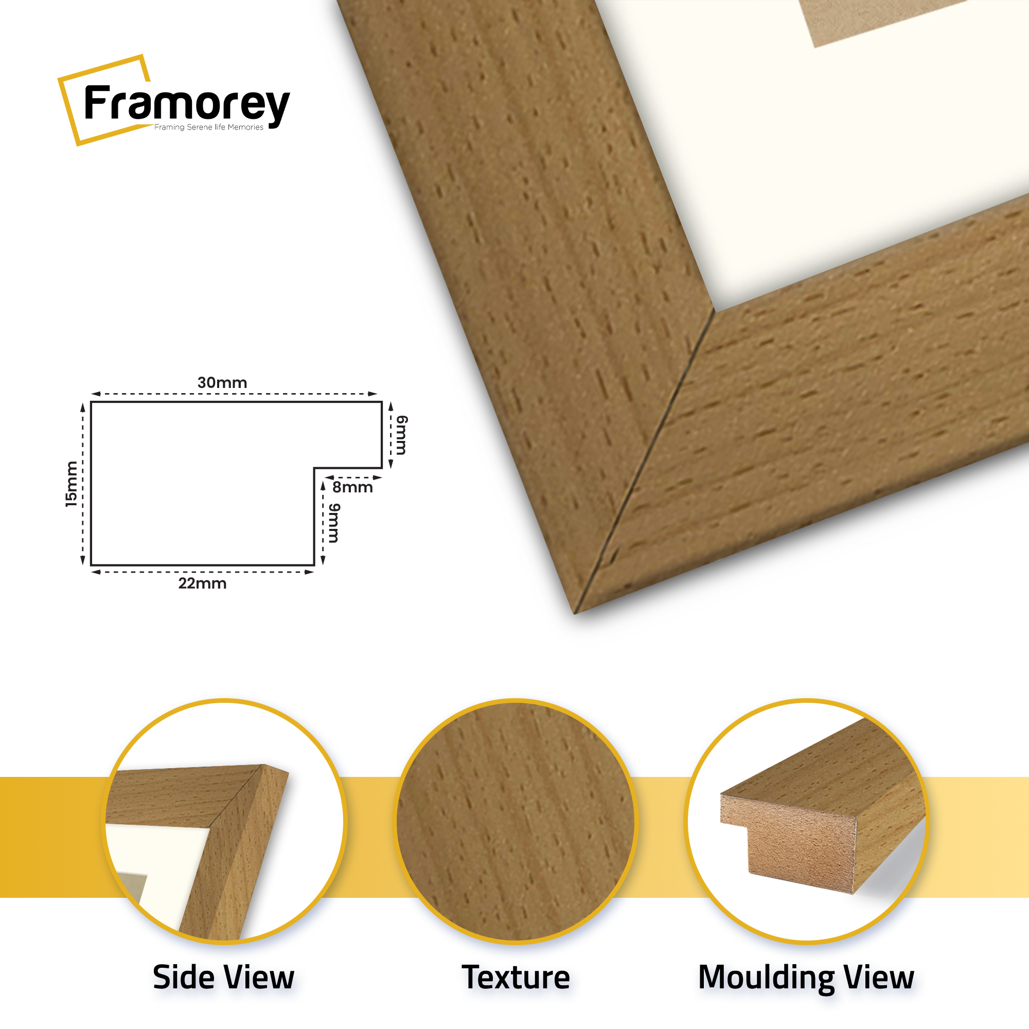 Beech Picture Frame With White Mount