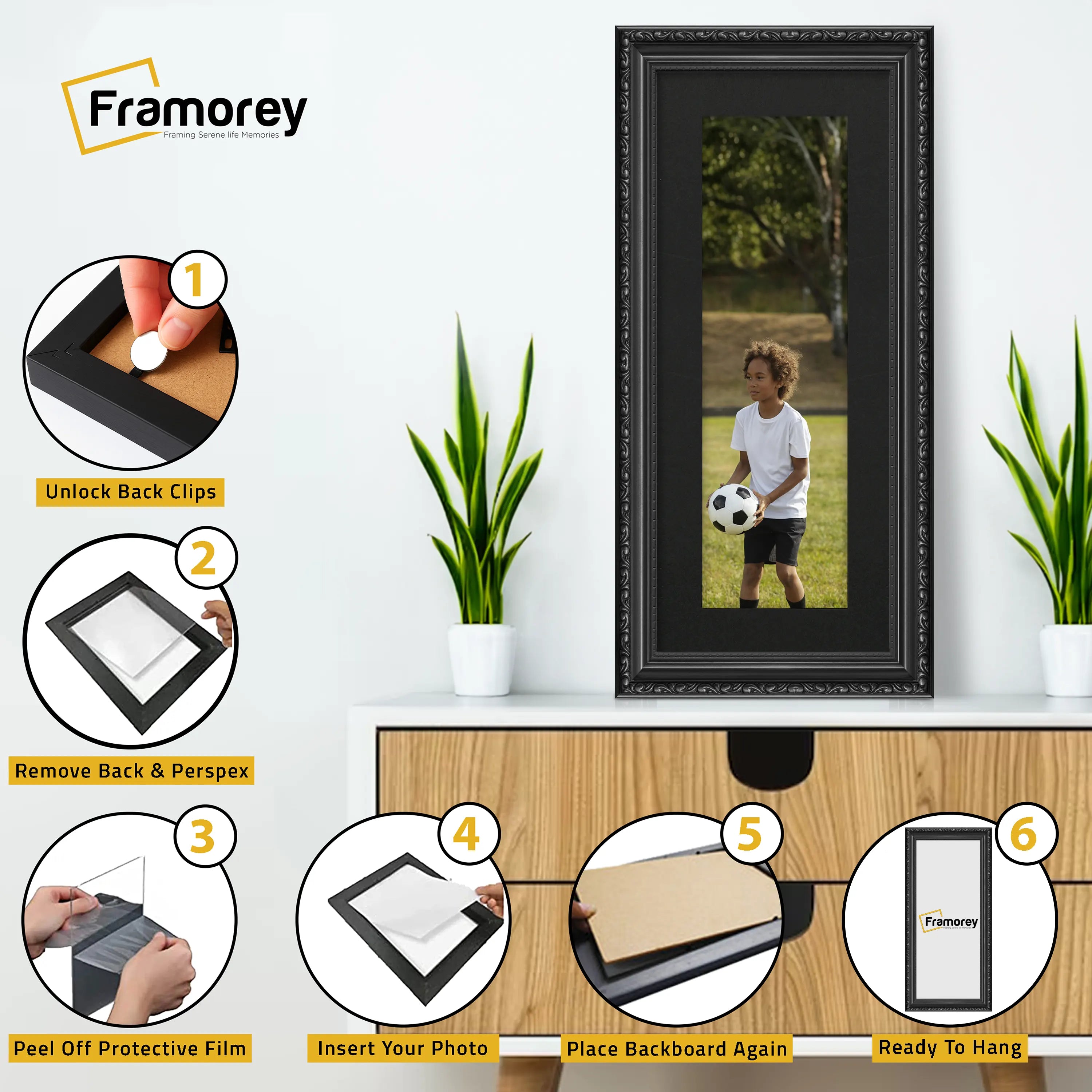 Panoramic Size Black Picture Frame Shabby Wall Frames With Black Mount