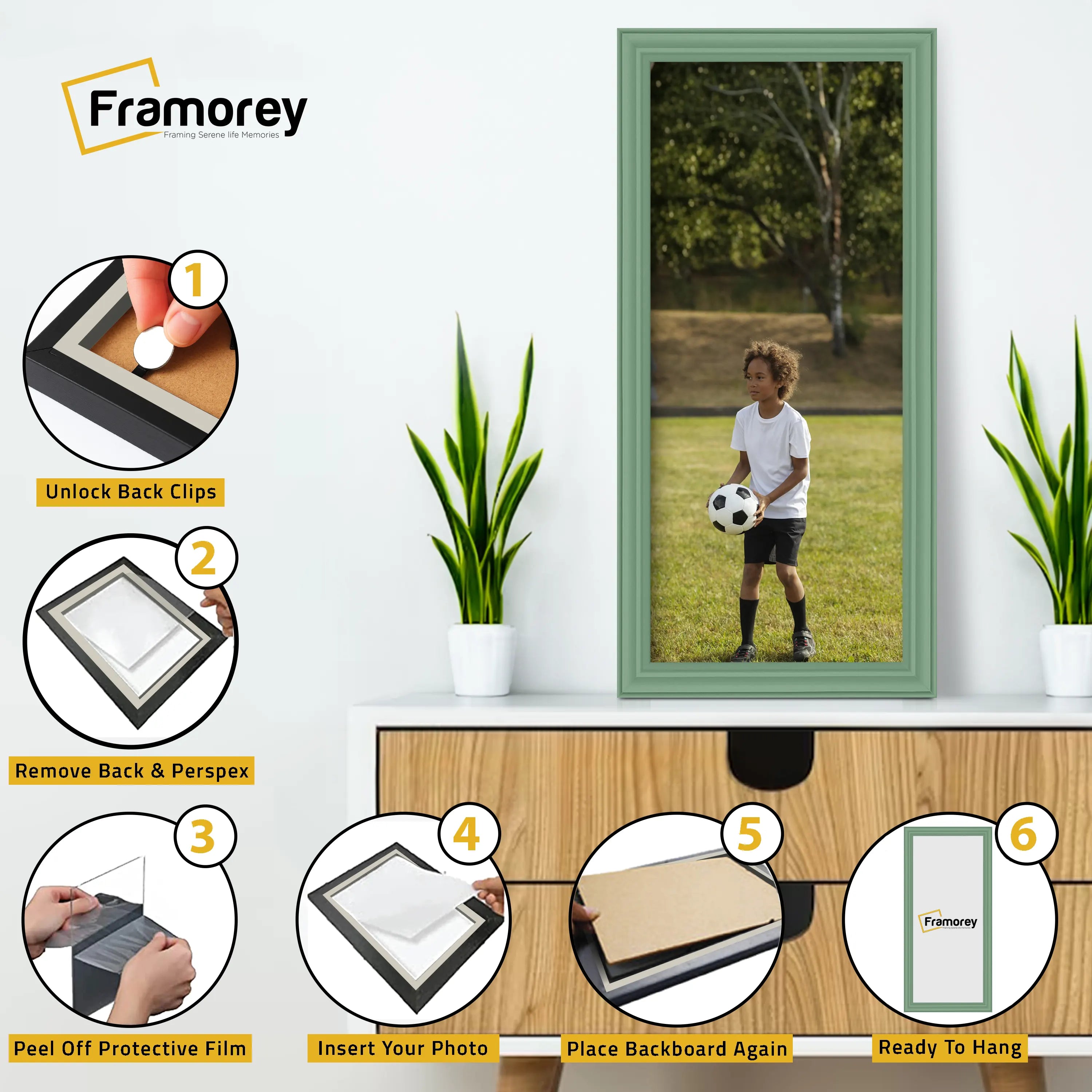 Antique Style Panoramic Green Picture Frame Without Mount Photo Frame