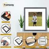 Square Size Thin Matt Dark Grey Picture Frames With White Mount