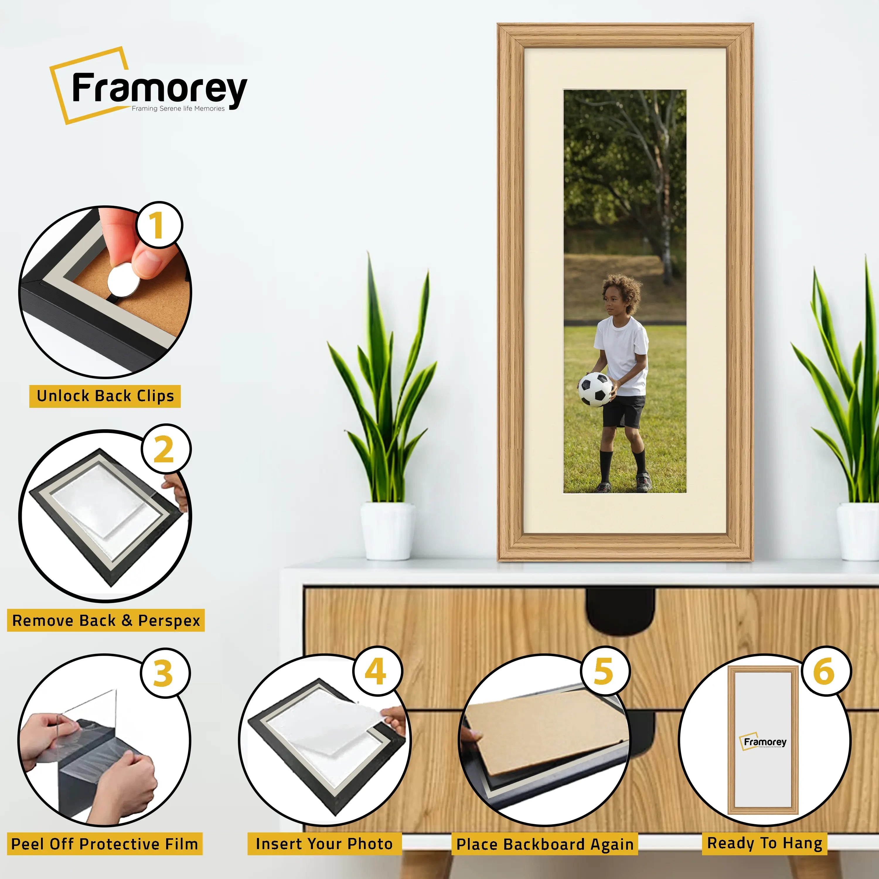 Antique Style Panoramic Oak Picture Frame Wall Art Frame With Ivory Mount
