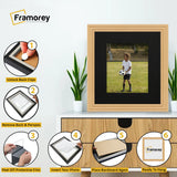 Step Style Square Size Oak Picture Frame With Black Mount