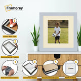 Square Size Light Grey Picture Frame With Ivory Mount