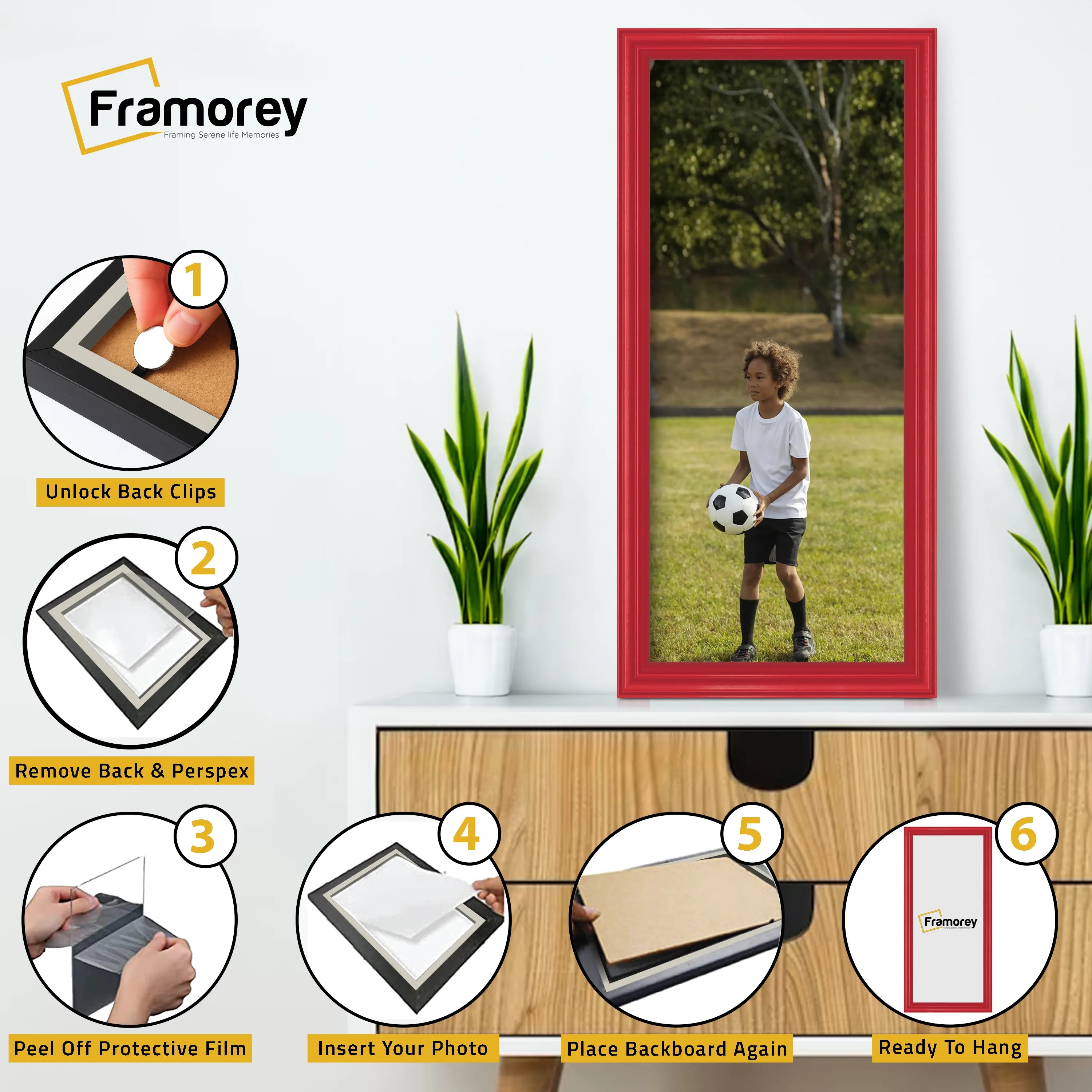 Antique Style Panoramic  Size Red Picture Frame Wall Art Photo Frame