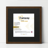 Square Size Thin Matt Walnut Picture Frames With Black Mount