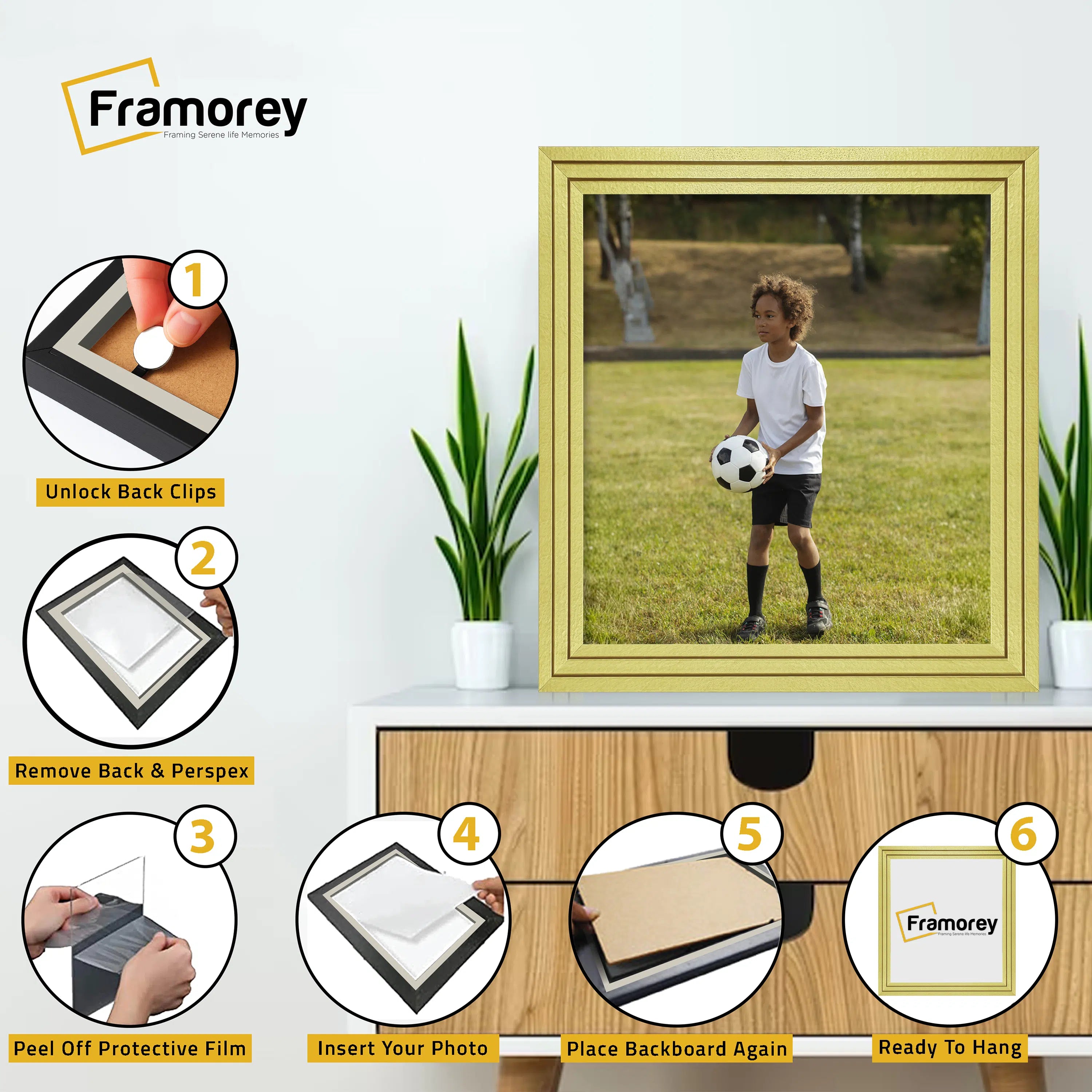 Step Style Square Size Gold Picture Frame Wall Art Poster Frame