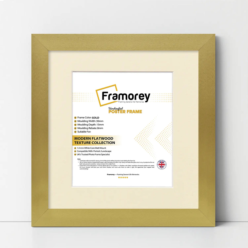 Square Size Gold Picture Frame With Ivory Mount