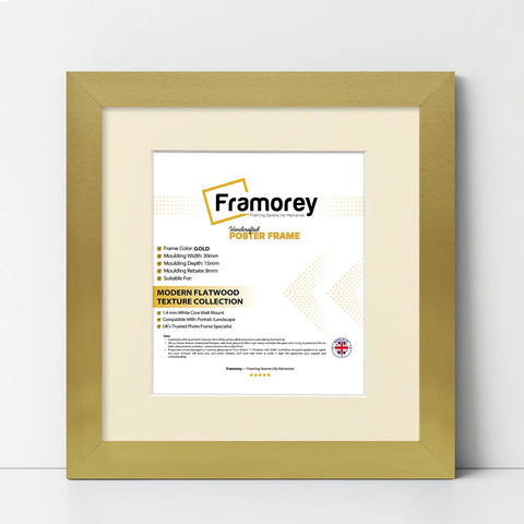 Square Size Gold Picture Frame With Ivory Mount