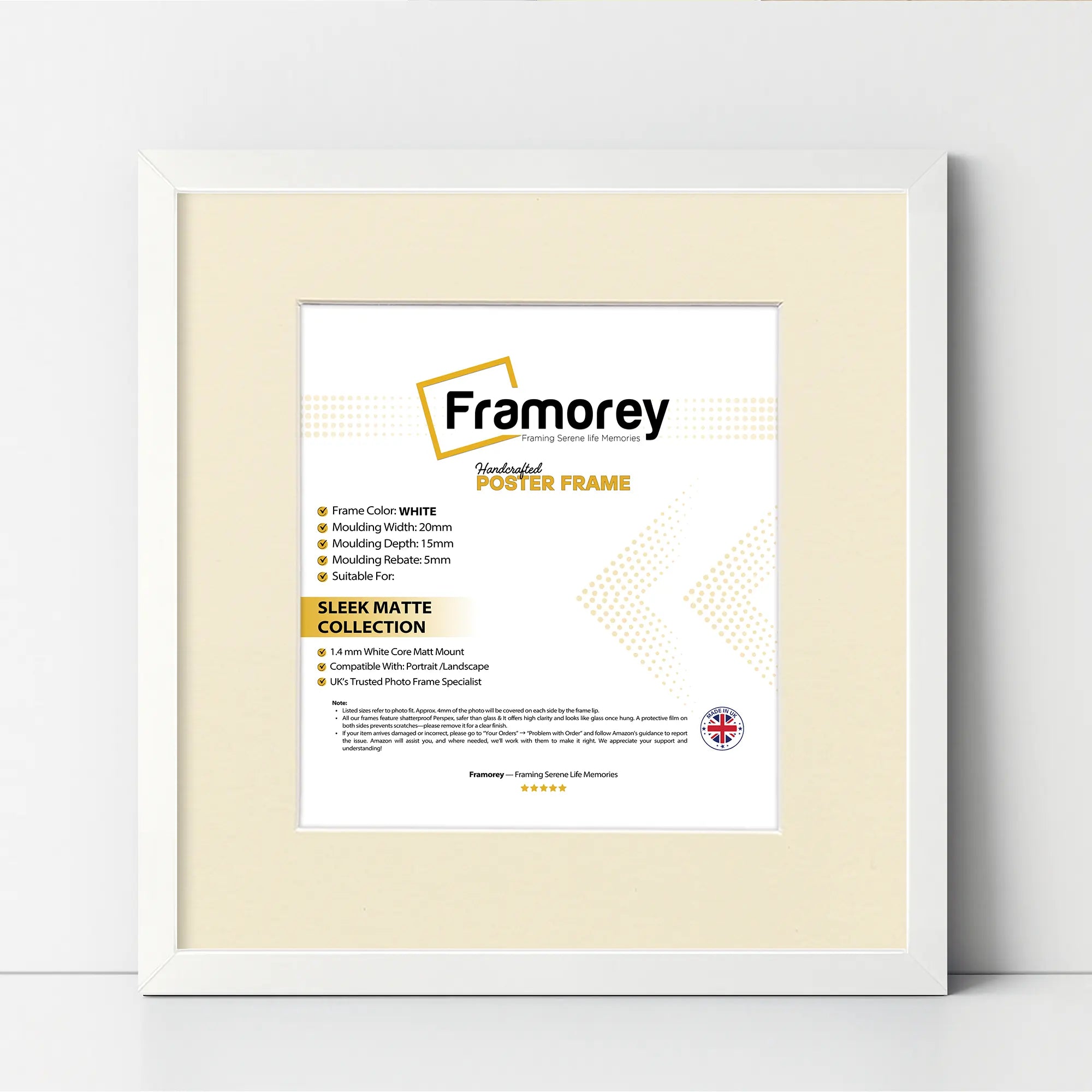 Square Thin Matt White Photo Frames With Ivory Mount
