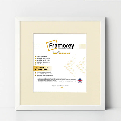 Square Thin Matt White Photo Frames With Ivory Mount