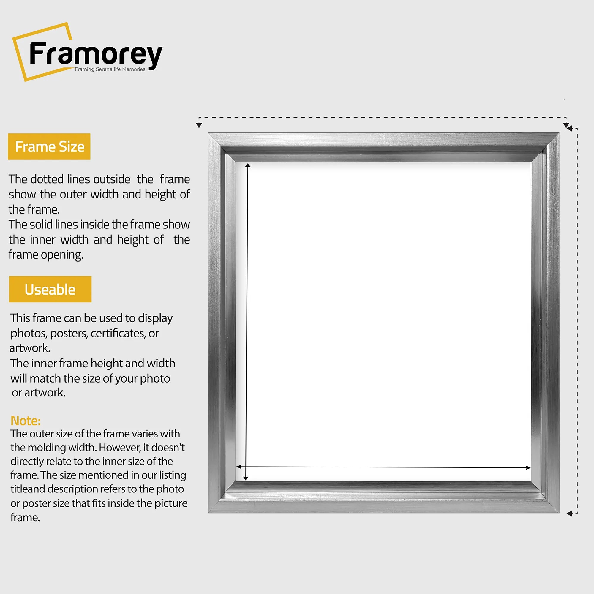 Square Size Silver Oslo Photo Frames Wall Art Poster Frames