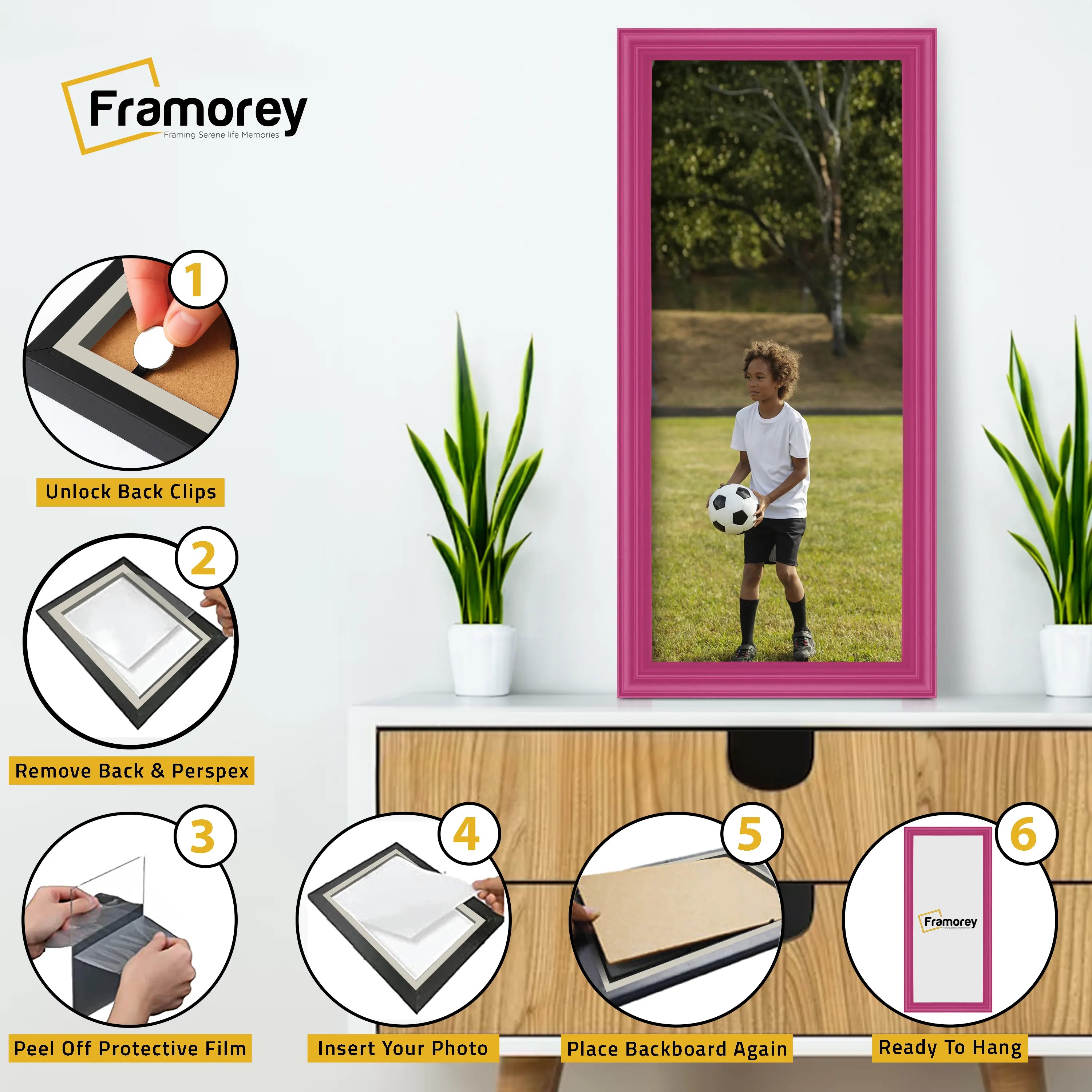Antique Style Panoramic Size Pink Picture Frame Wall Art Photo Frame