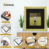 Step Style Square Size Gold Picture Frame With Black Mount
