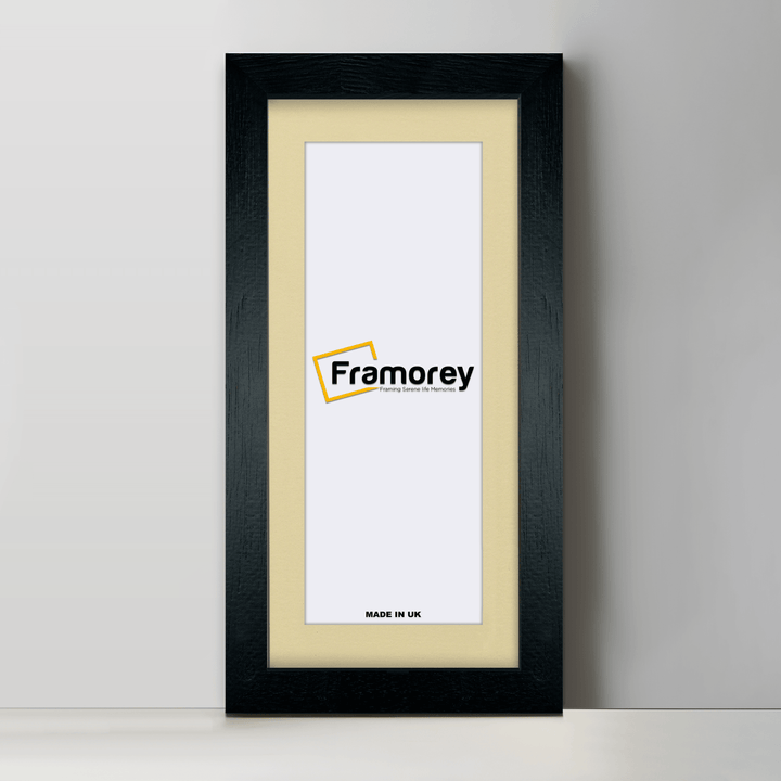 Panoramic Solid Wood Black Poster Frames With Ivory Mount