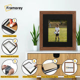Step Style Square Size Walnut Picture Frame With Black Mount