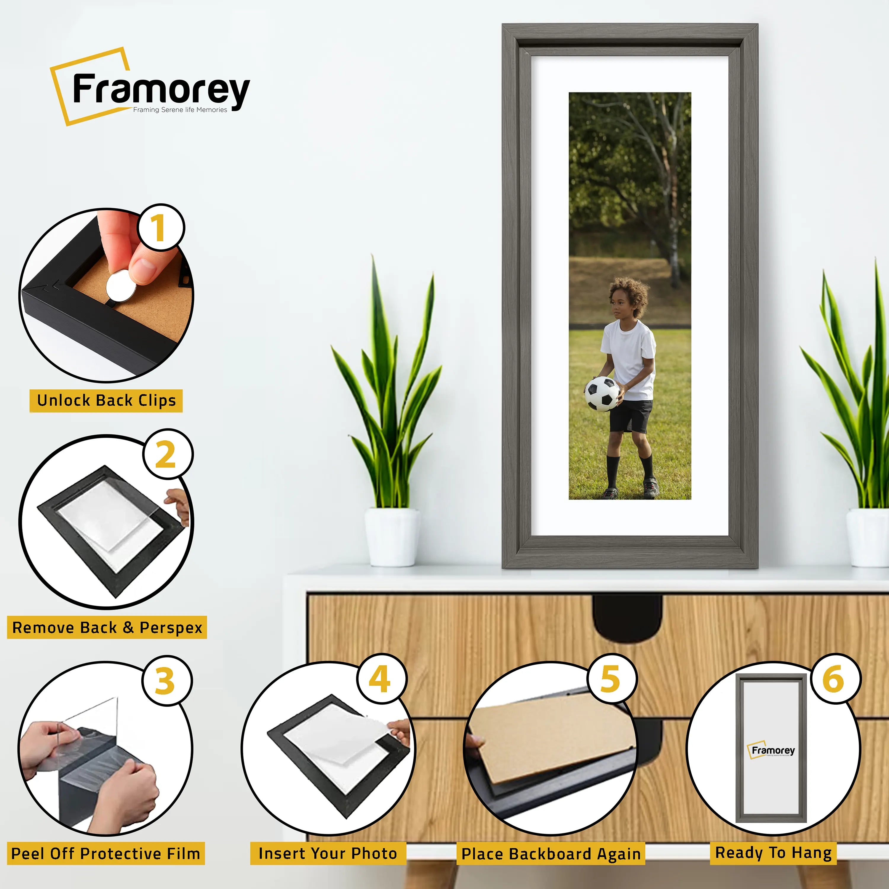 Panorama Style Grey Oslo Picture Frames With White Mount