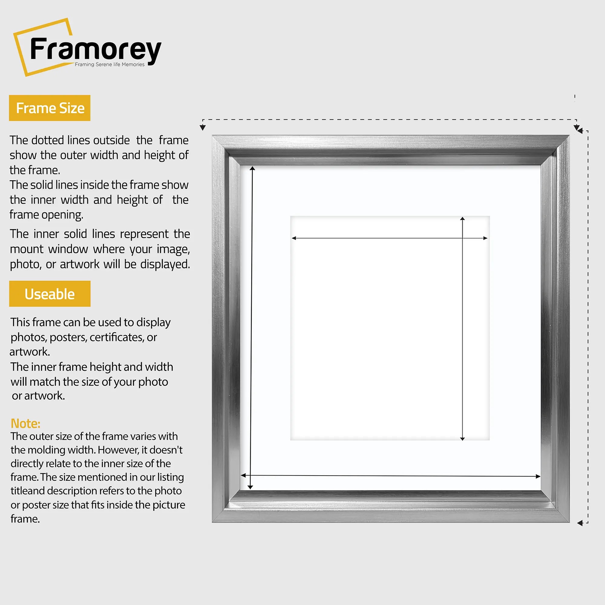 Square Size Silver Oslo Photo Frames Wall Art Frames With White Mount