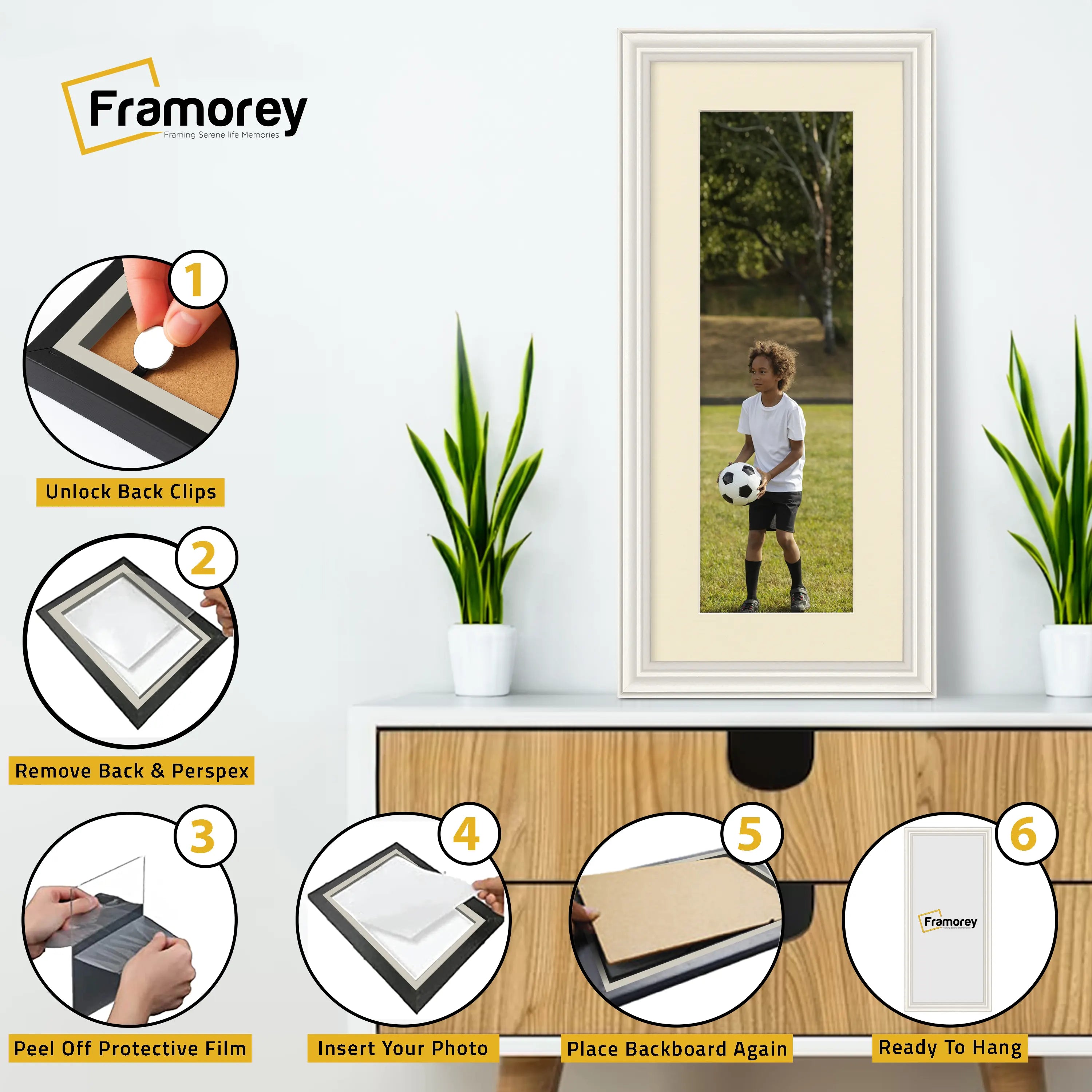 Antique Style Panoramic White Picture Frame Photo Frame With Ivory Mount