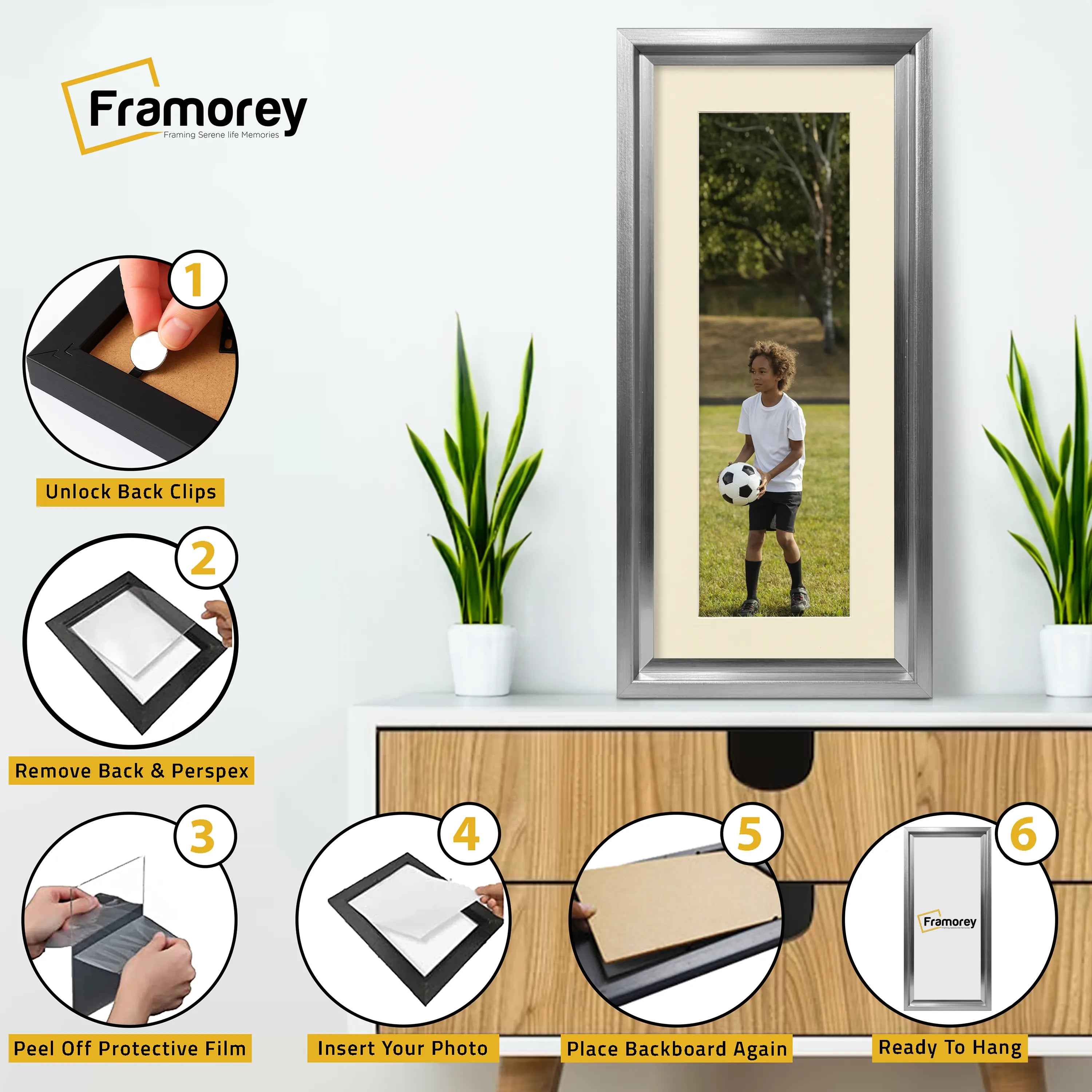 Panorama Style Silver Oslo Picture Frames With Ivory Mount