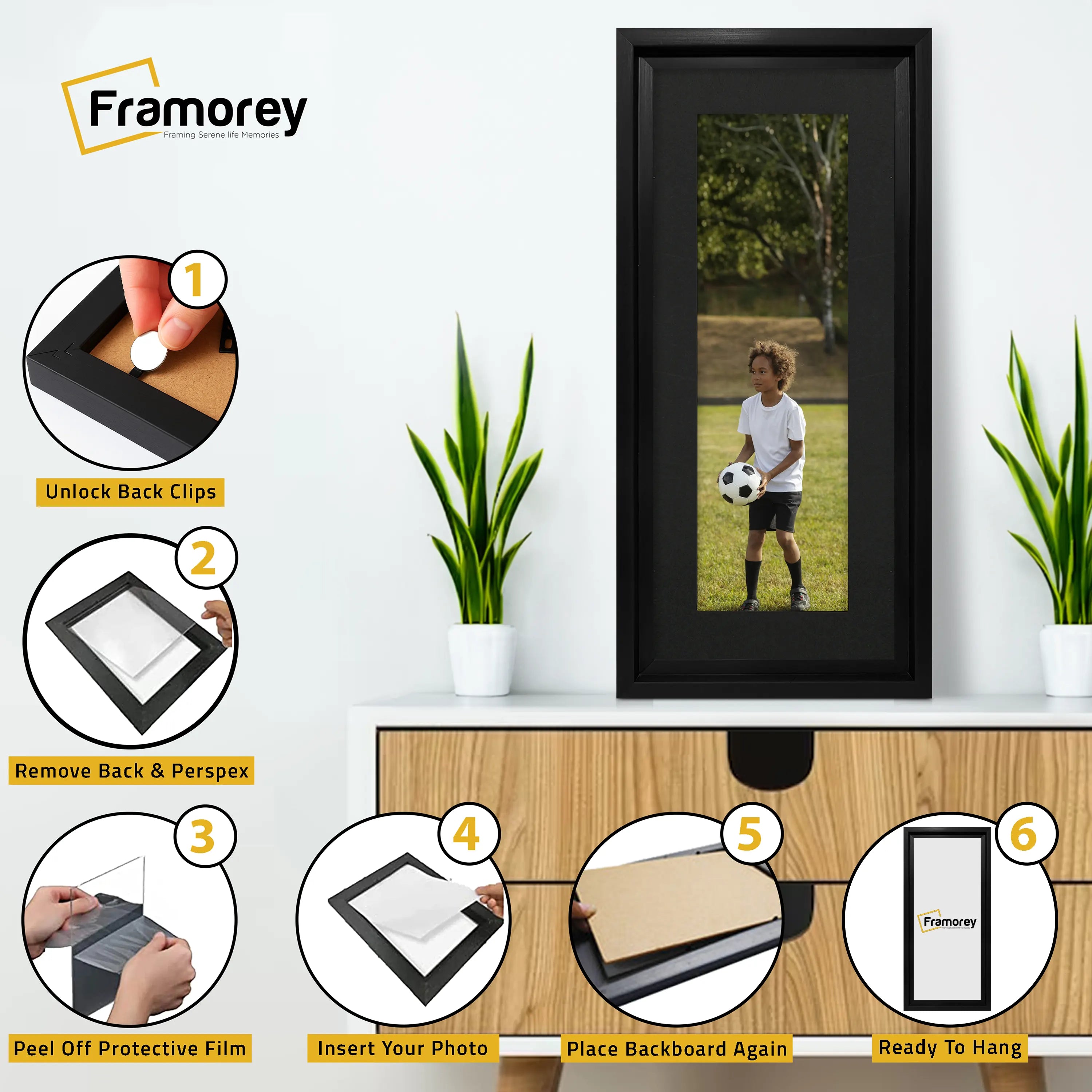 Panorama Style Black Oslo Picture Frames With Black Mount