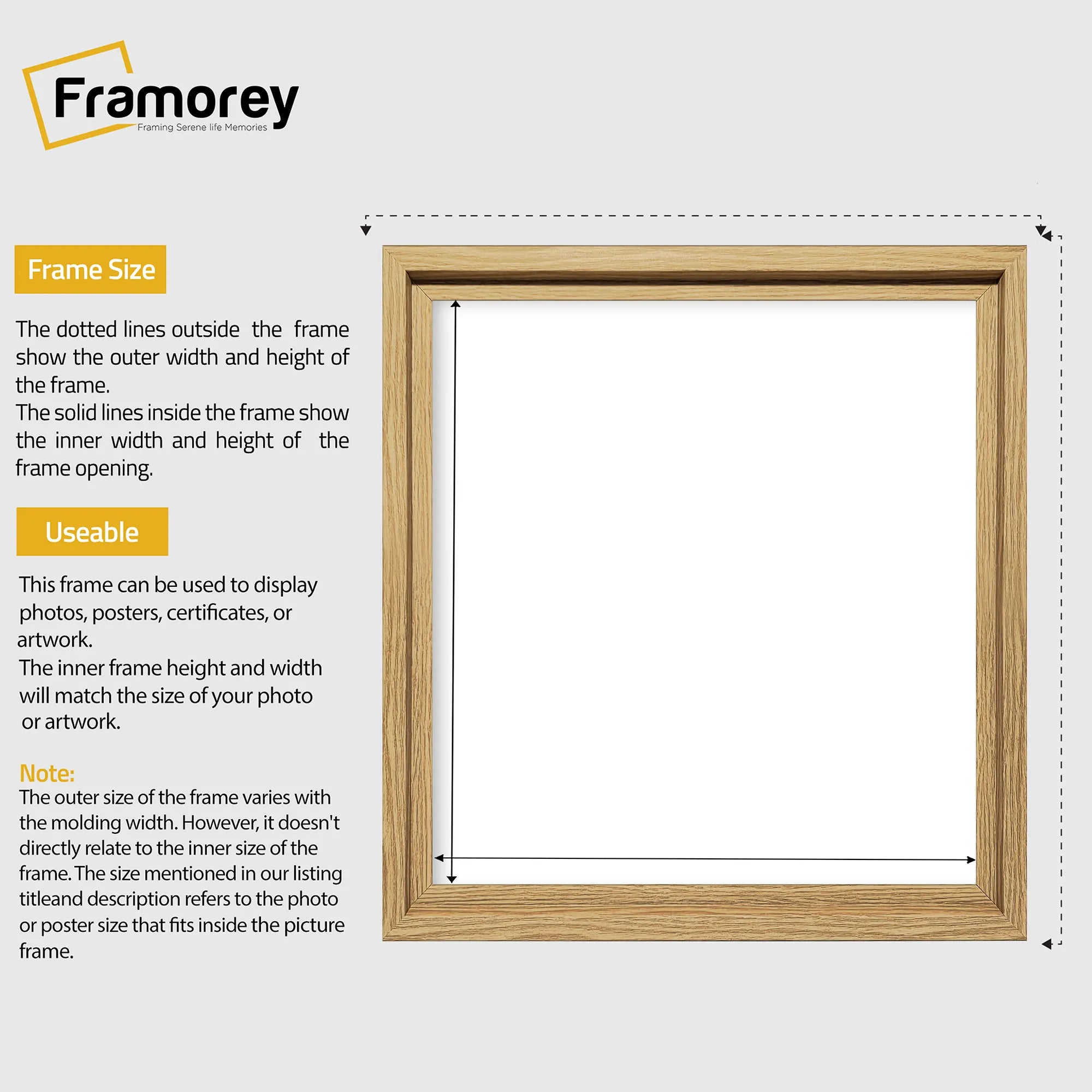 Square Size Oak Oslo Photo Frames Wall Art Poster Frames
