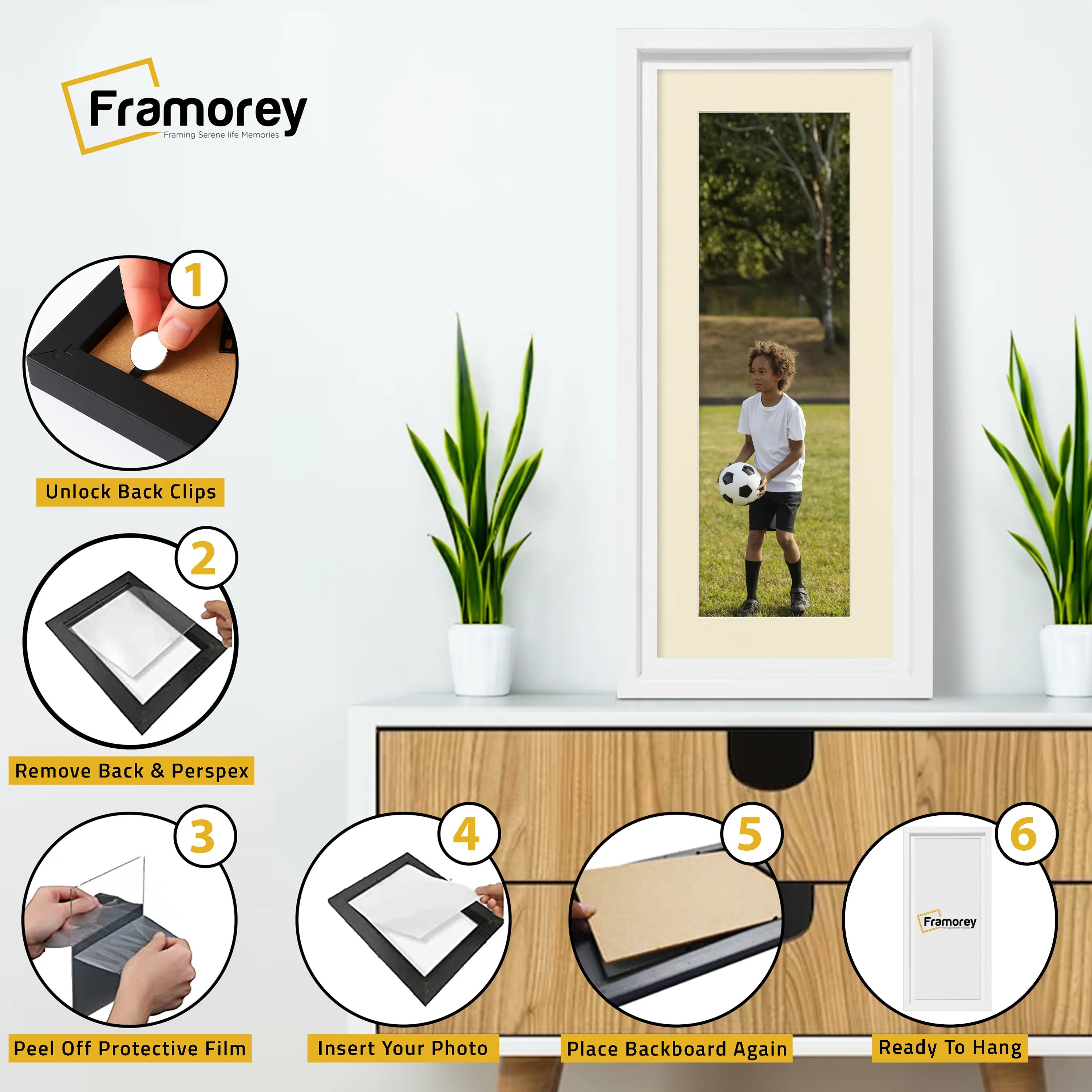 Panorama Style White Oslo Picture Frames With Ivory Mount