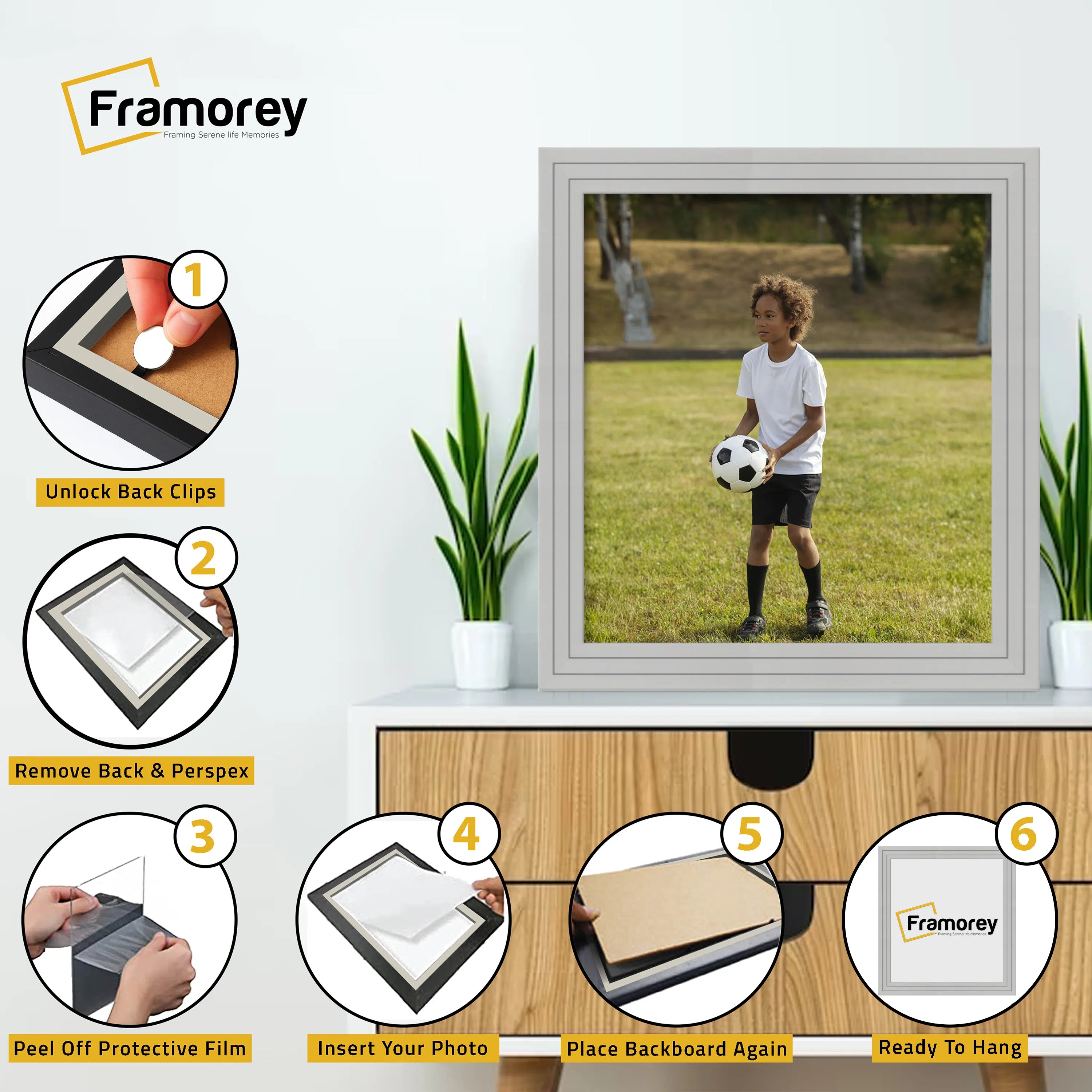 Step Style Square Grey Picture Frame Wall Art Poster Frame