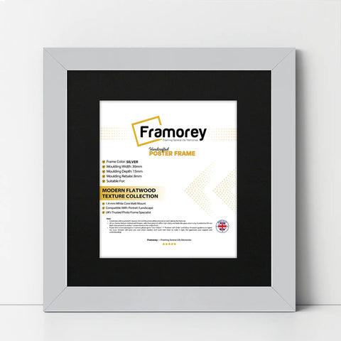 Square Size Silver Picture Frame With Black Mount