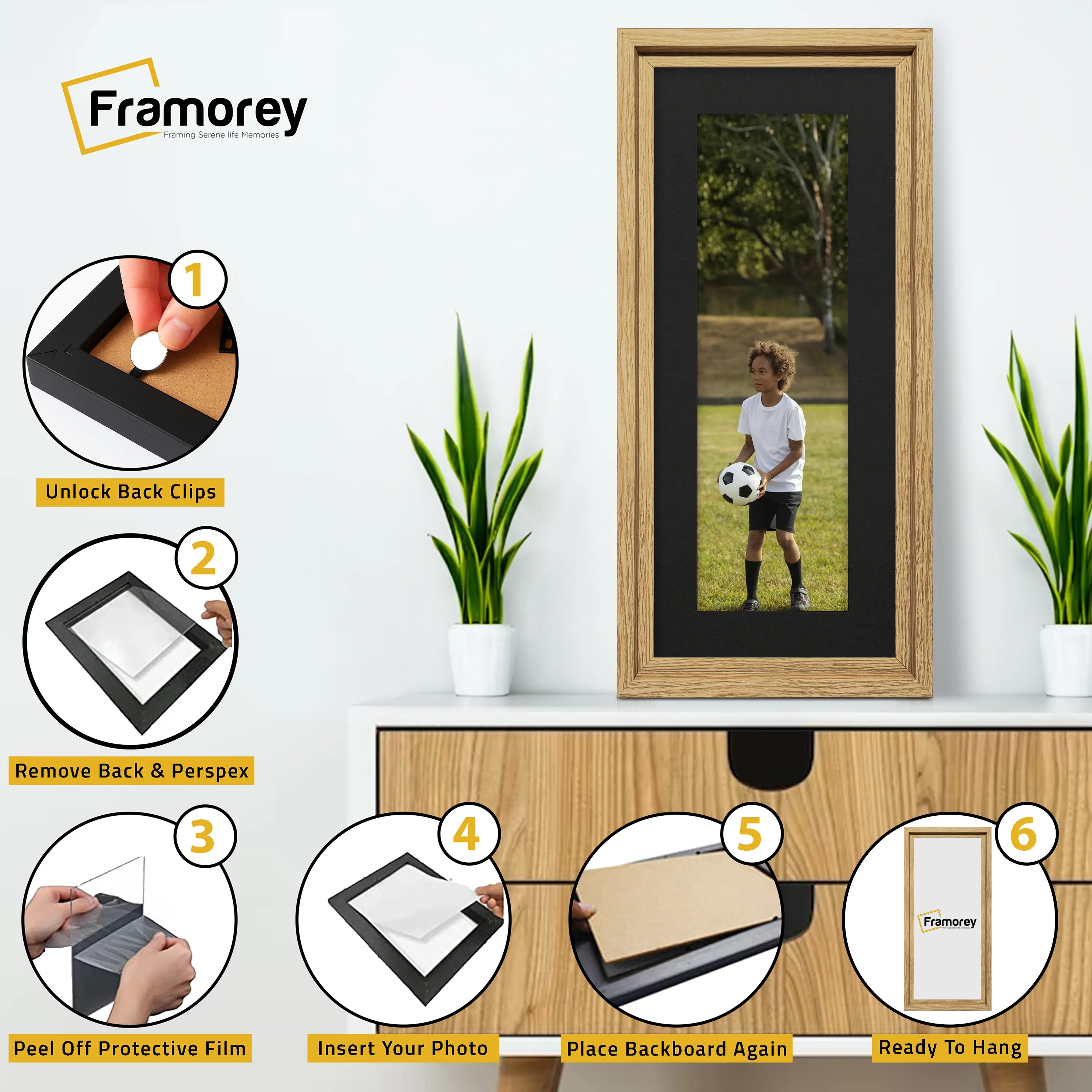Panorama Style Oak Oslo Picture Frames With Black Mount