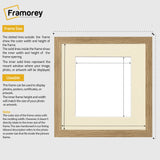 Flat Square Oak Picture Frame Wall Art Poster Frame With Ivory Mount