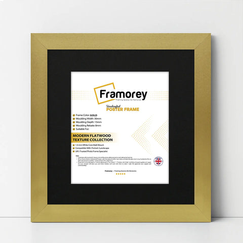 Square Size Gold Picture Frame With Black Mount