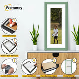 Antique Style Panoramic Green Picture Frame Wall Art With White Mount