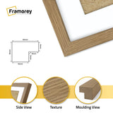 Square Size Thin Matt Oak Picture Frames With White Mount