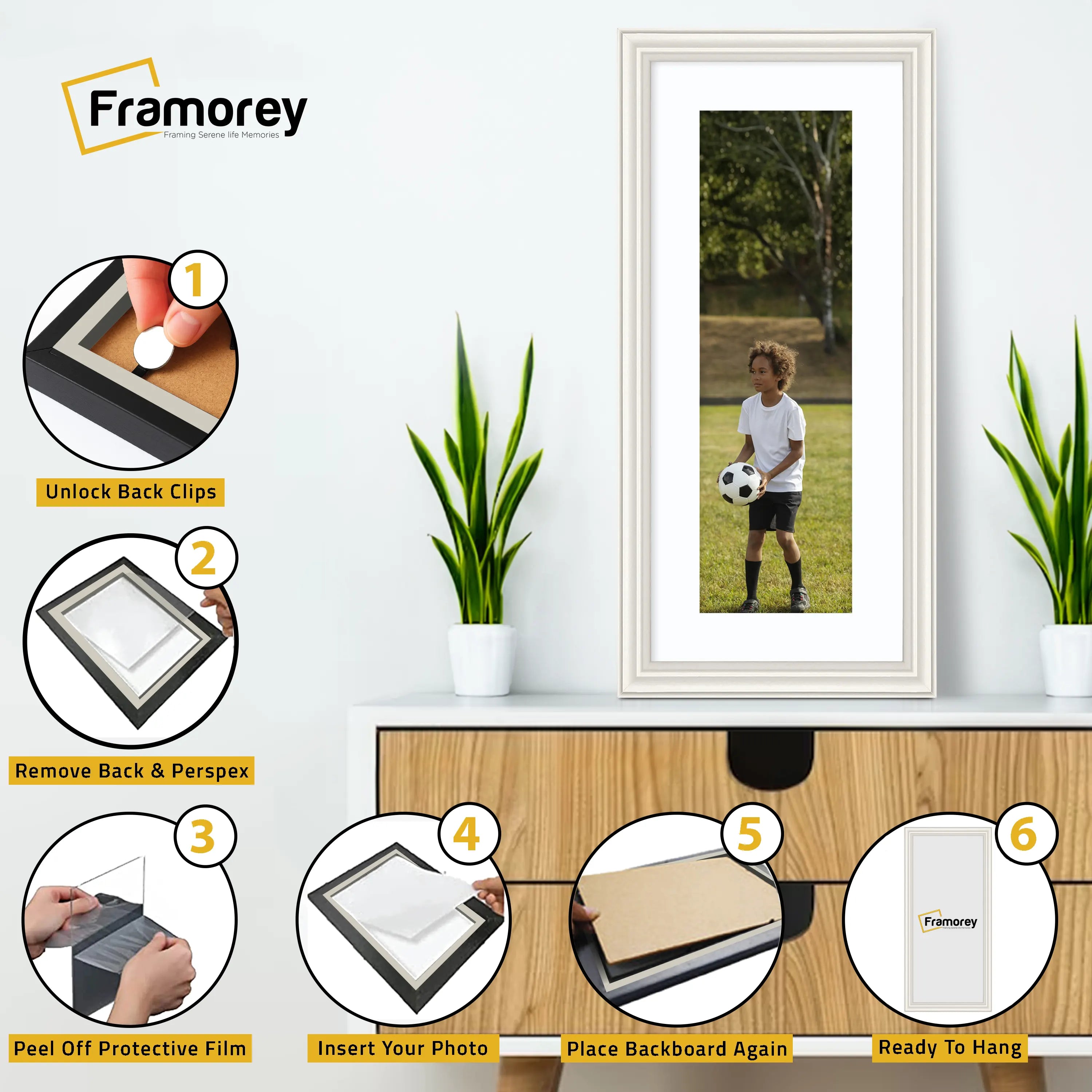 Antique Style Panoramic Size White Picture Frame Wall Art Photo Frame With White Mount