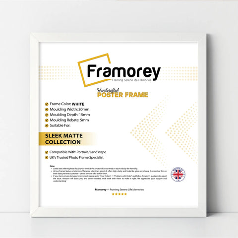 Square Size Thin Matt White Picture Frame Poster Frames