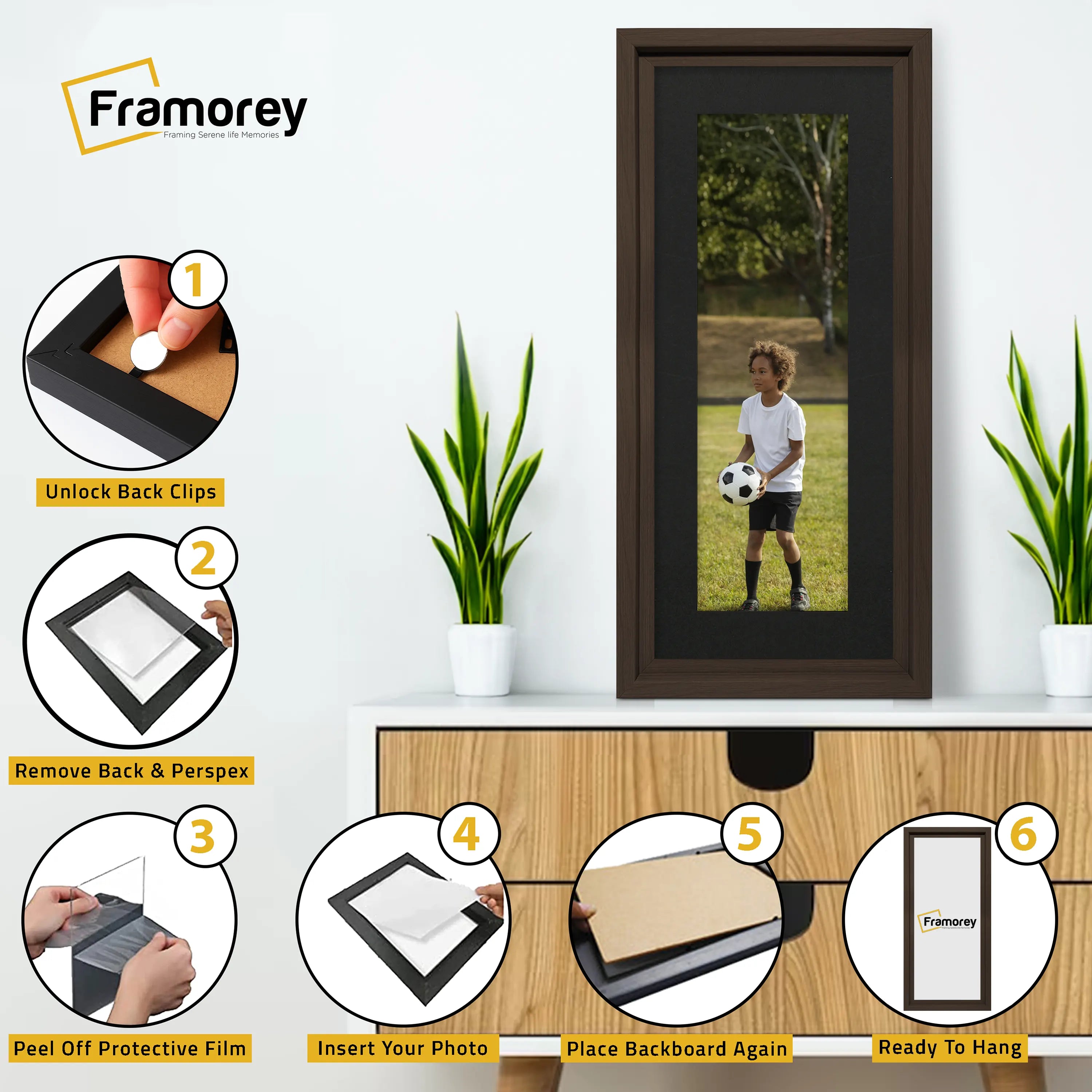 Panorama Style Walnut Oslo Picture Frames With Black Mount