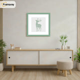 Square Size Thin Matt Green Picture Frames With White Mount
