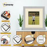 Step Style Square Size Grey Picture Frame With Ivory Mount