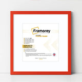 Square Size Thin Matt Red Picture Frames With White Mount