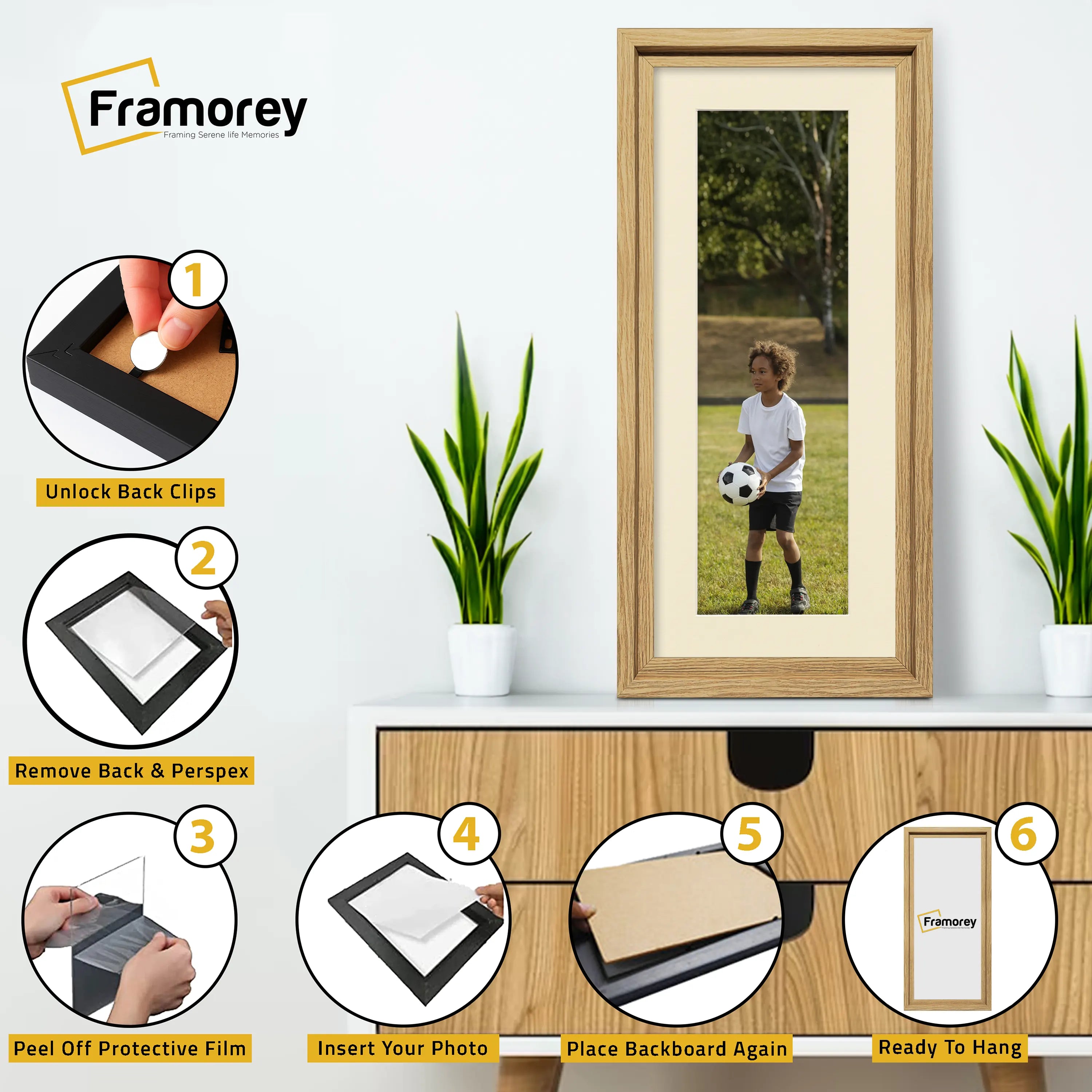 Panorama Style Oak Oslo Picture Frames With Ivory Mount