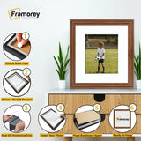 Step Style Square Size Walnut Picture Frame With White Mount