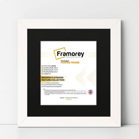 Square Size White Picture Frame With Black Mount
