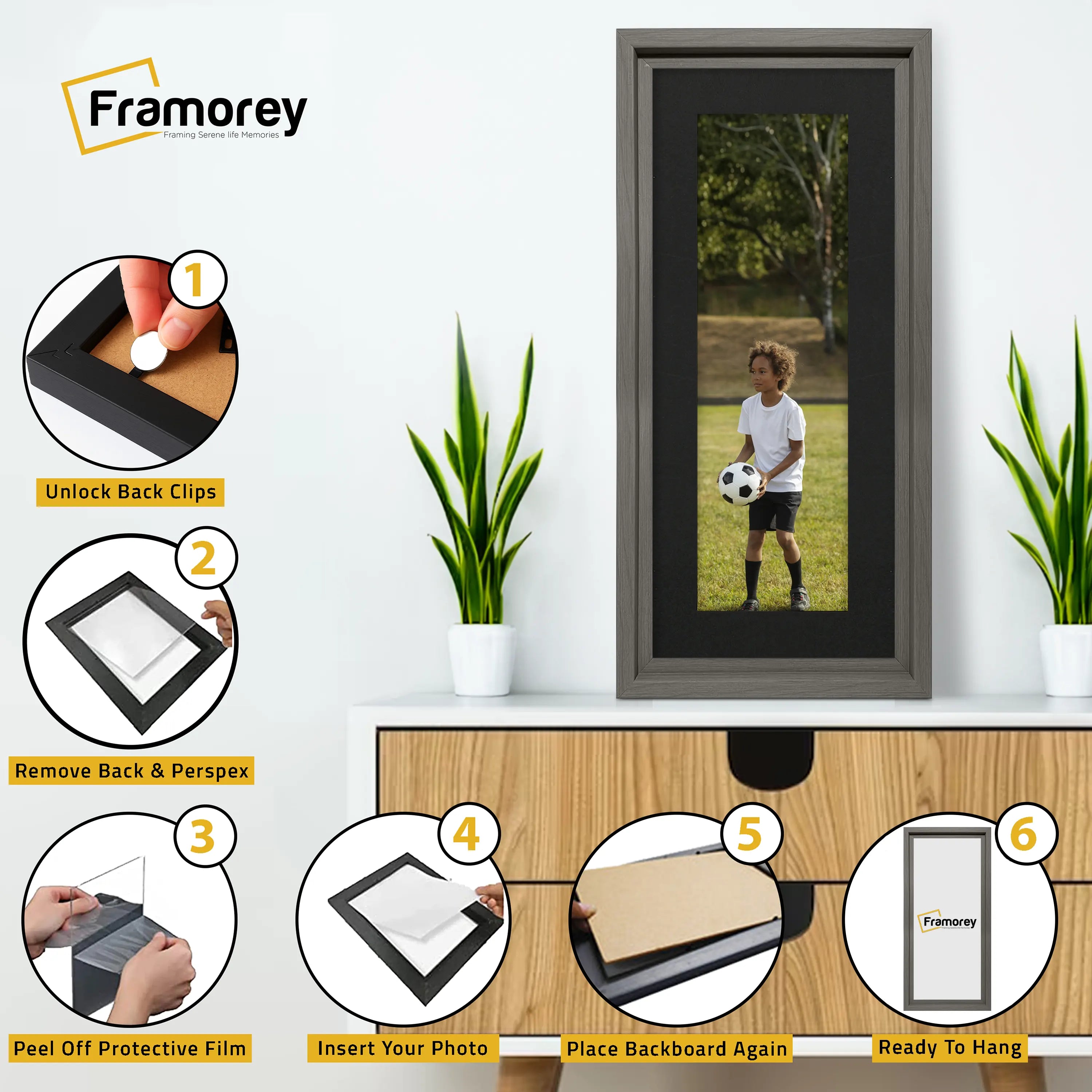 Panorama Style Grey Oslo Picture Frames With Black Mount