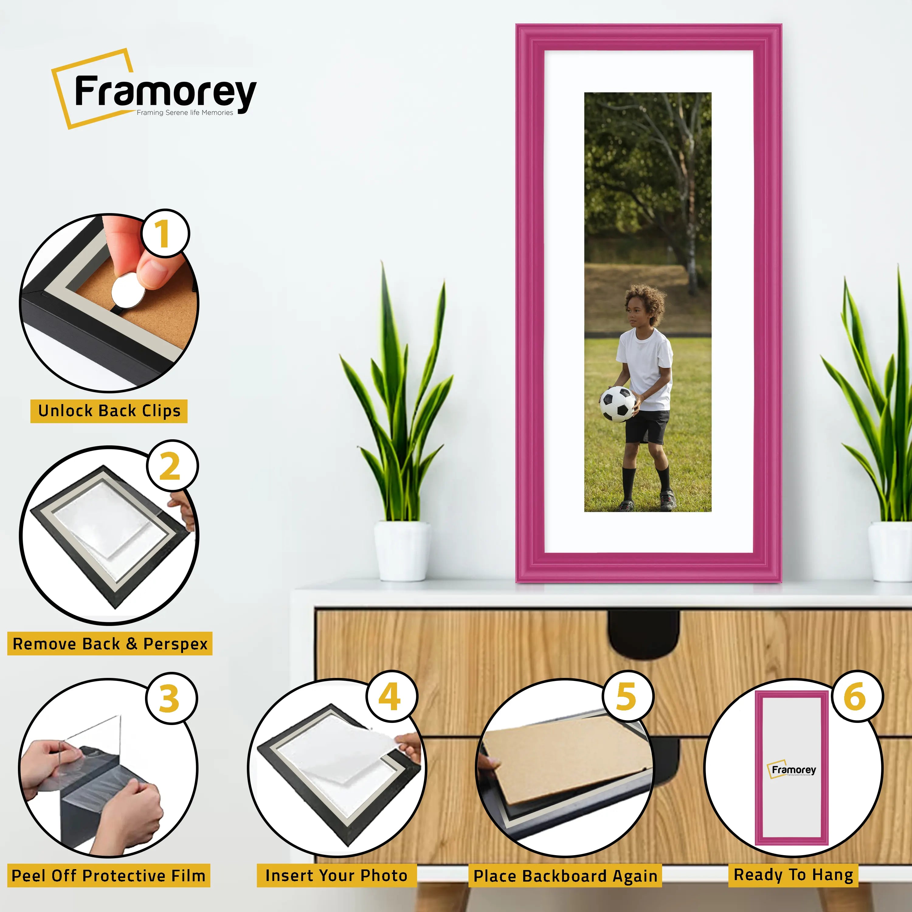 Antique Style Panoramic Pink Picture Frame Photo Frame With White Mount